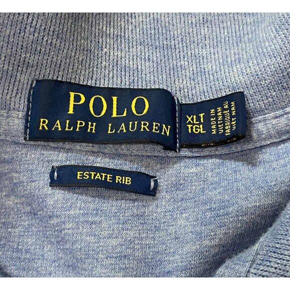 Polo Ralph Lauren Estate Rib 1/4 Zip Sweater Blue Pony Logo XL Tall - Picture 5 of 11